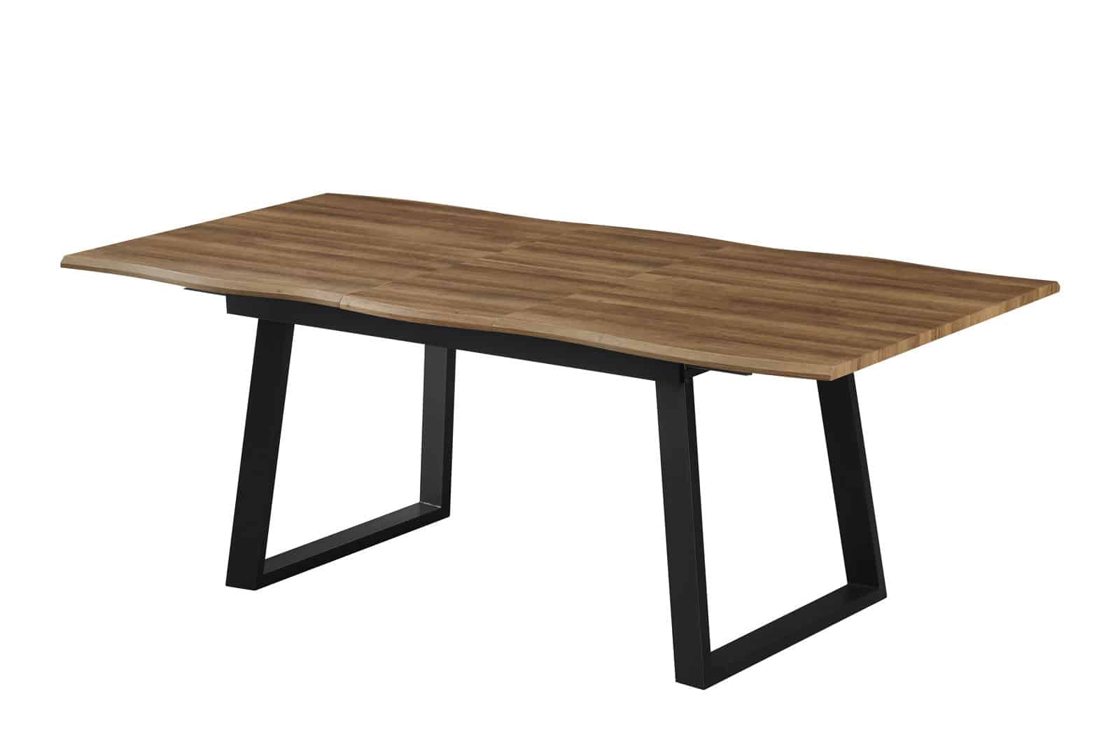 Table à Manger Industrielle CHICAGO avec les vagues extensible 160/200 X 100 X 75cm 6 à 8 personnes en Bois et Métal Noir – Image 2
