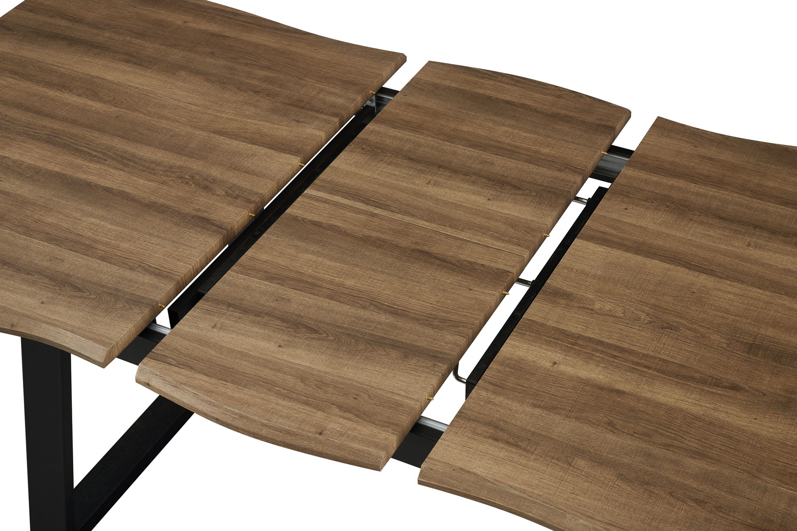 Table à Manger Industrielle CHICAGO avec les vagues extensible 160/200 X 100 X 75cm 6 à 8 personnes en Bois et Métal Noir – Image 3