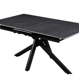 Table à manger extensible ATMINDA 160/200 X 90 X 75cm 6 à 8 personnes en MDF, céramique et métal - Effet marbre noir