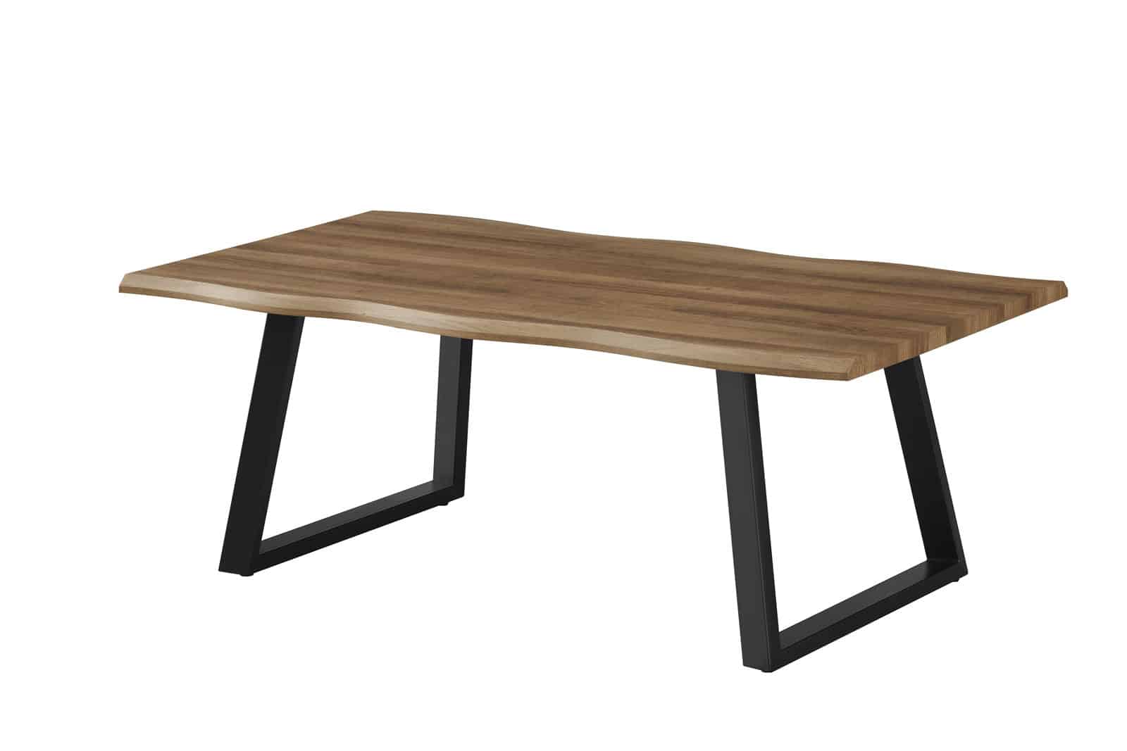 Table basse CHICAGO Industrielle avec les vagues 120 X 65 X 45cm en Bois et Métal Noir