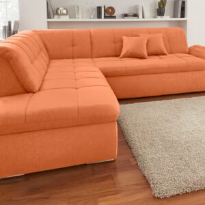 Canapé d’angle Morique en tissu terre cuite