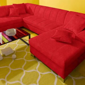 canapé panoramique CAPRI en microfibre rouge