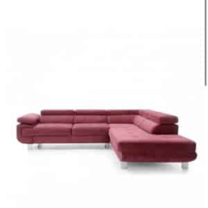 Canapé D'Angle convertible LOTOS avec têtière réglable et coffre de rangement en microfibre rouge