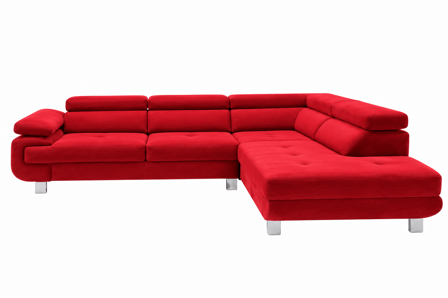 Canapé D'Angle convertible LOTOS avec têtière réglable et coffre de rangement en microfibre rouge – Image 2