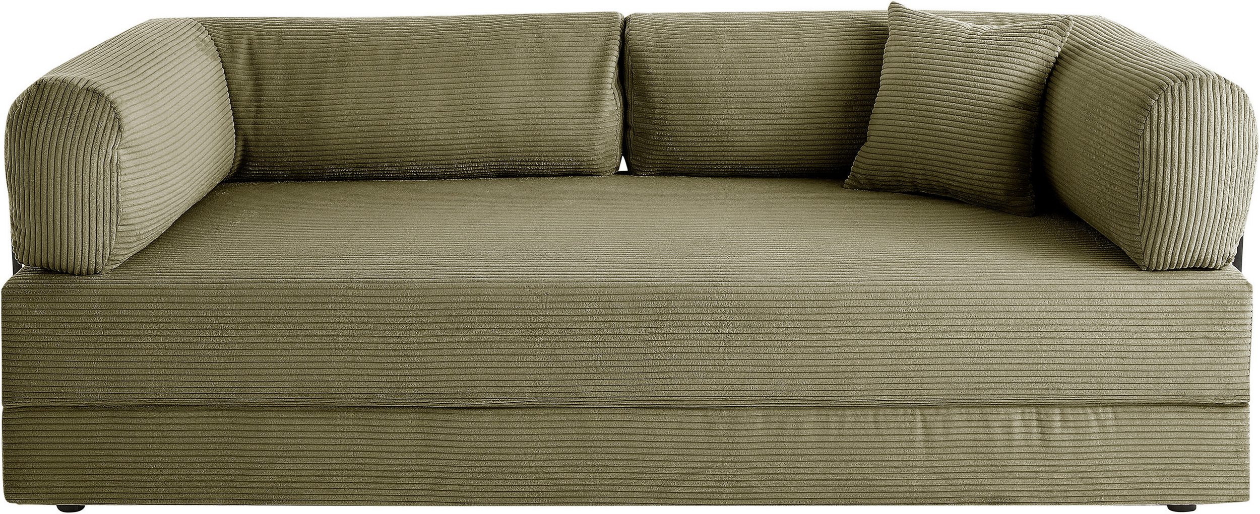 canapé-lit Folda , couchette permanente, largeur 206 cm, surface couchée 181x198 cm en velours côtelé vert olive – Image 2