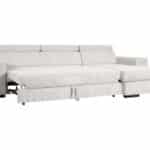 Canapé d'angle convertible et réversible DINA avec têtières réglables et coffre de rangement en velours côtelé beige – Image 4
