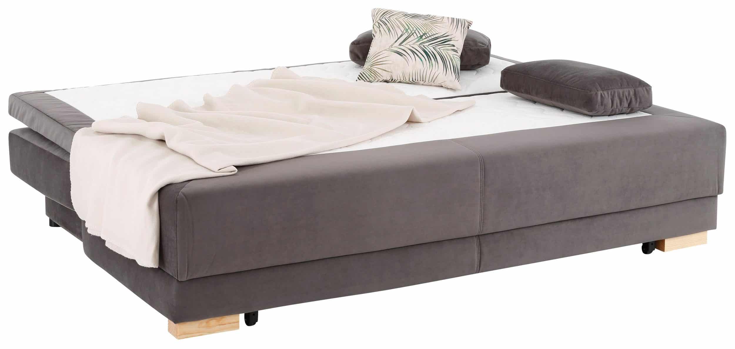 Canapé-lit INOSIGN BERLIN avec Sommier Tapissier, Coffre de Rangement en velours gris foncé – Image 3