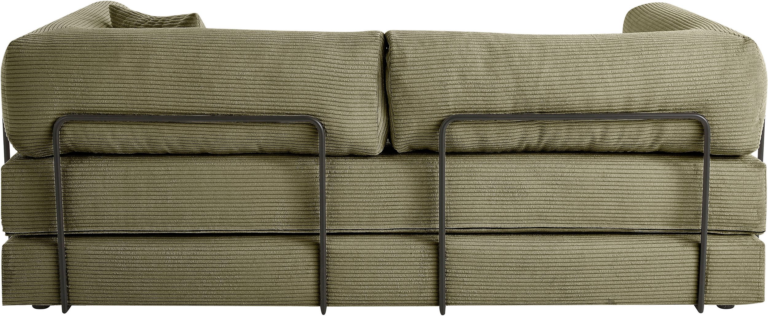 canapé-lit Folda , couchette permanente, largeur 206 cm, surface couchée 181x198 cm en velours côtelé vert olive – Image 3