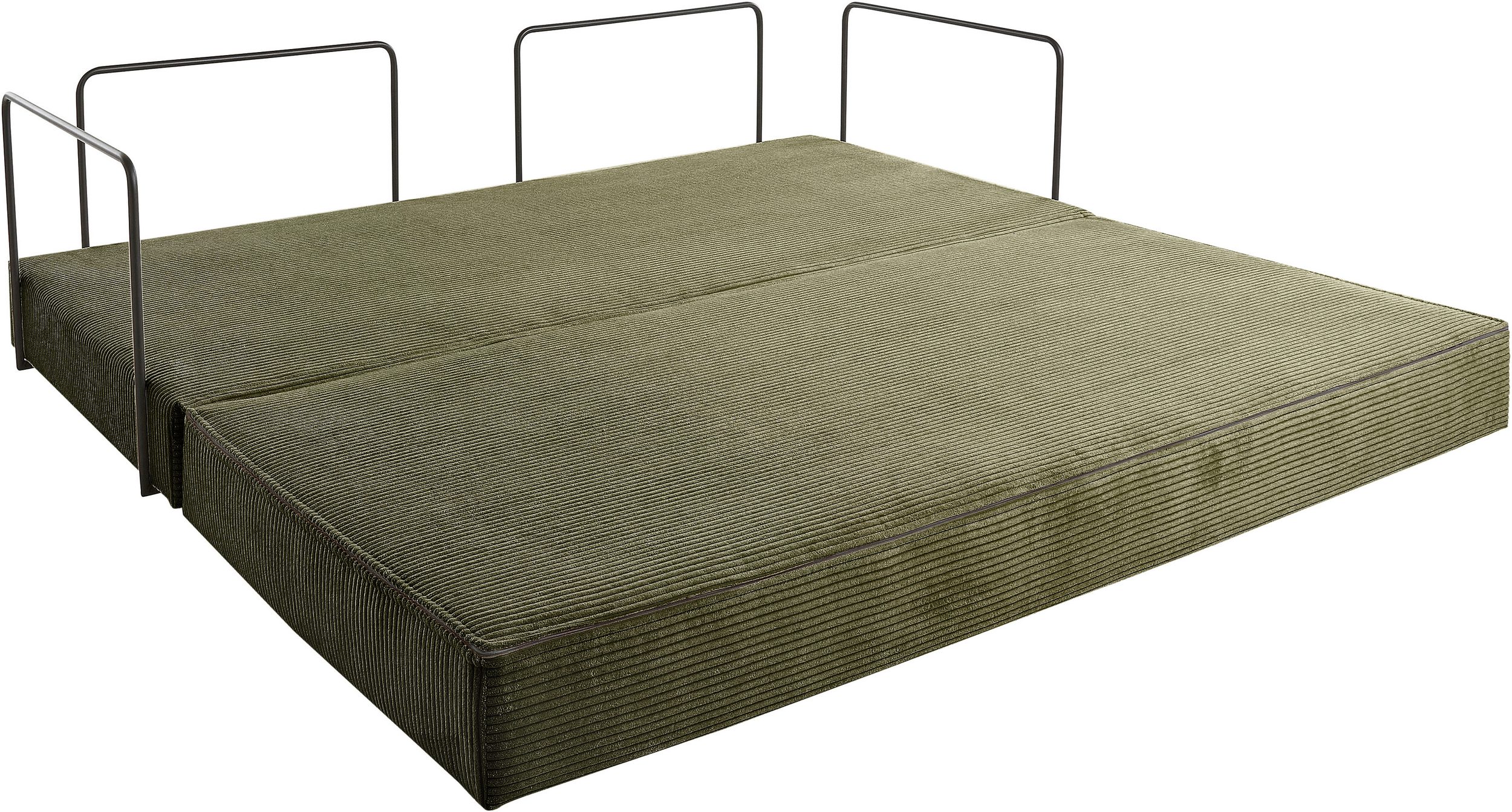 canapé-lit Folda , couchette permanente, largeur 206 cm, surface couchée 181x198 cm en velours côtelé vert olive – Image 4