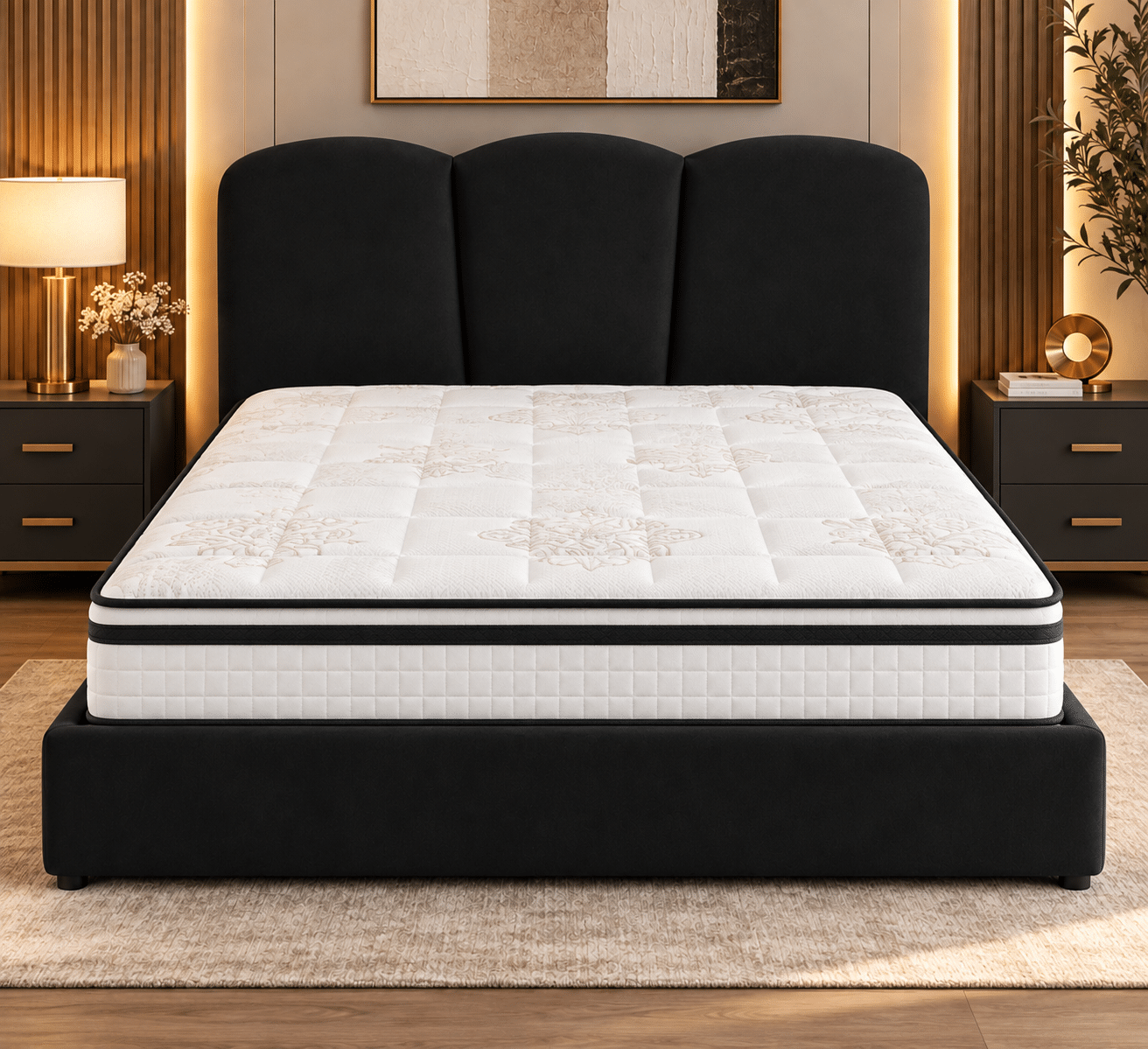 Lit coffre EVA design capitonné 3 panneaux en velours – Image 4