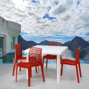 Chaise empilables  Polypropylène Design Nid d'Abeille de Jardin Bistrot Gruvyer en 4 couleurs