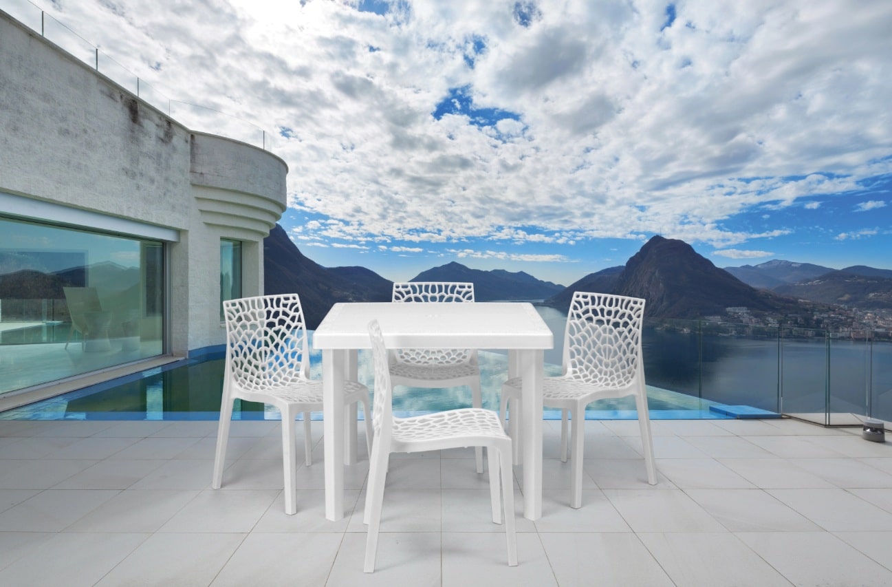 Chaise empilables Polypropylène Design Nid d'Abeille de Jardin Bistrot Gruvyer en 4 couleurs – Image 2