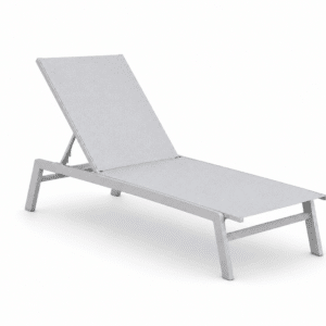 Transat solis   Aluminium | Toile en PVC | Dossier Réglable  avec roulettes en gris clair