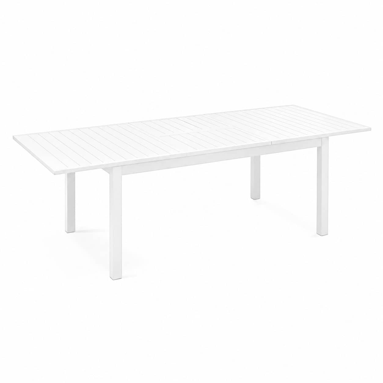 Table de jardin Chicago extensible rallonge papillon aluminium blanc 170/ 240 x 100 x 75cm – Image 3