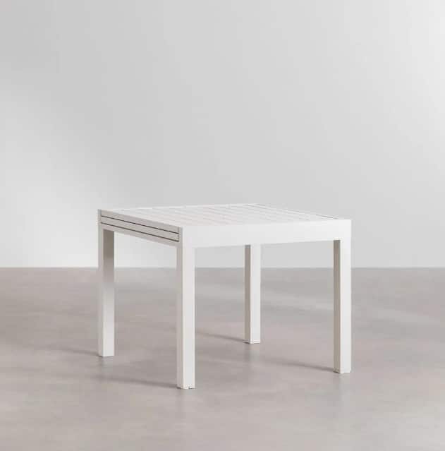 Table de jardin extensible en aluminium Miami 80/160 x 80 x 77cm beige – Image 3