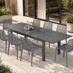 Table de Jardin Extensible en Aluminium gris foncé 180/240 x 90 x 76cm