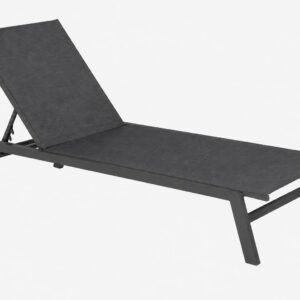 Transat Aluminium | Toile en PVC | Dossier Réglable avec roulettes en gris foncé