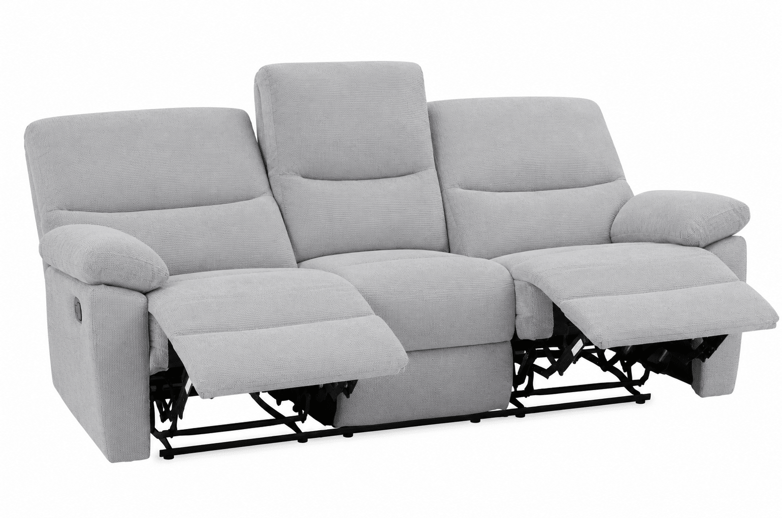Canapé 3 places Terone fonction relax électriques en tissu gris clair – Image 4