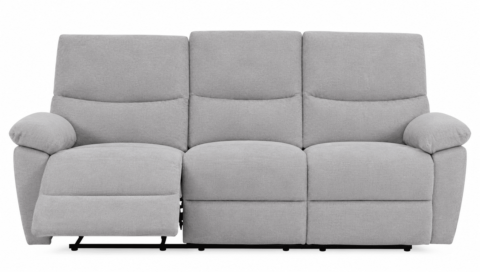 Canapé 3 places Terone fonction relax électriques en tissu gris clair – Image 2