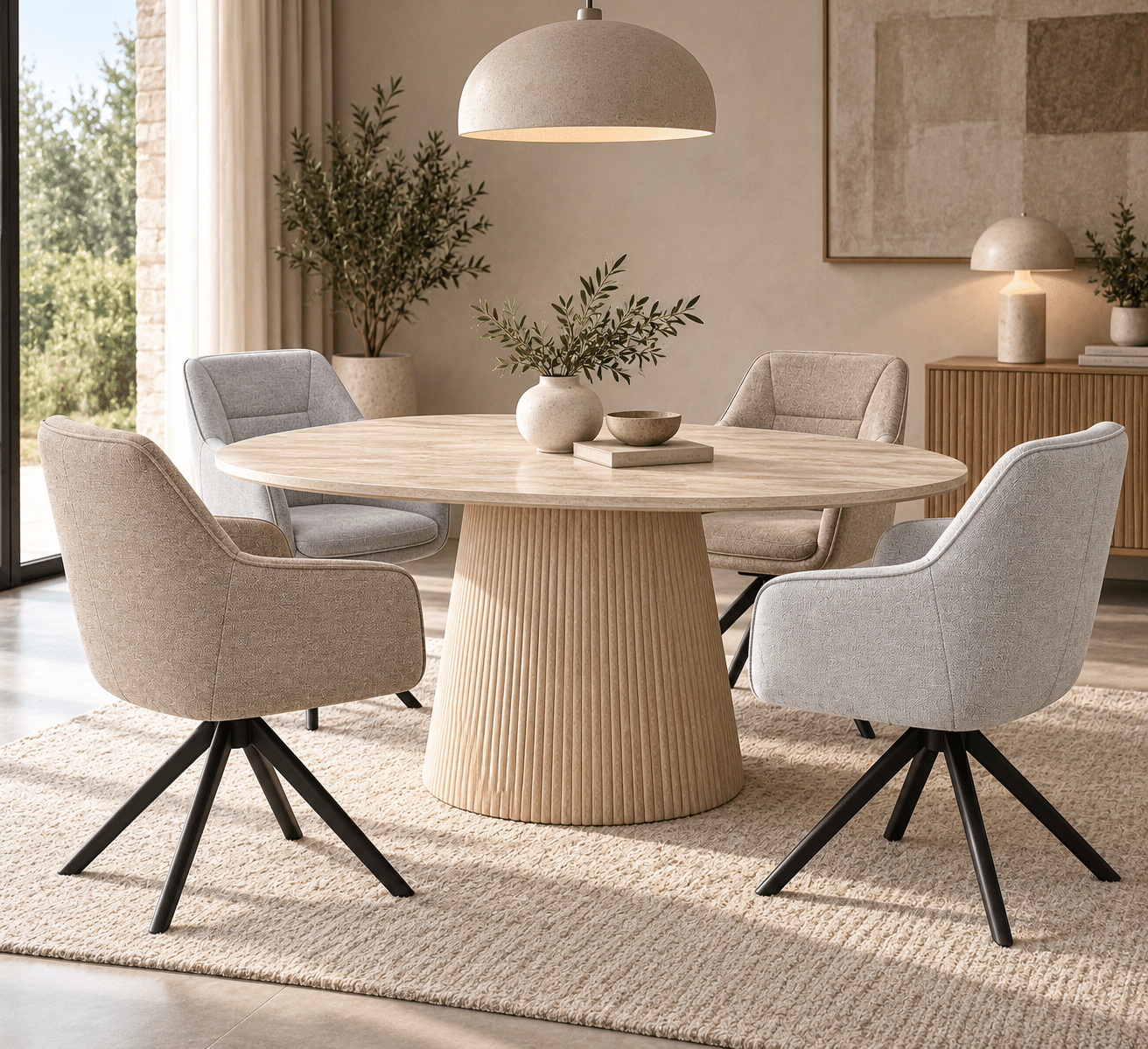 Chaise de salle a manger Lisa pivotante en tissu