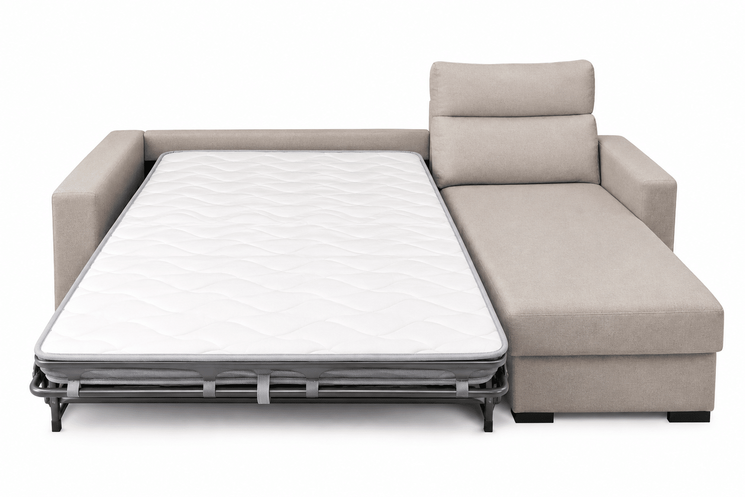 Canapé d'angle convertible réversible rapido avec matelas 140X190cm intégré en tissu taupe – Image 4