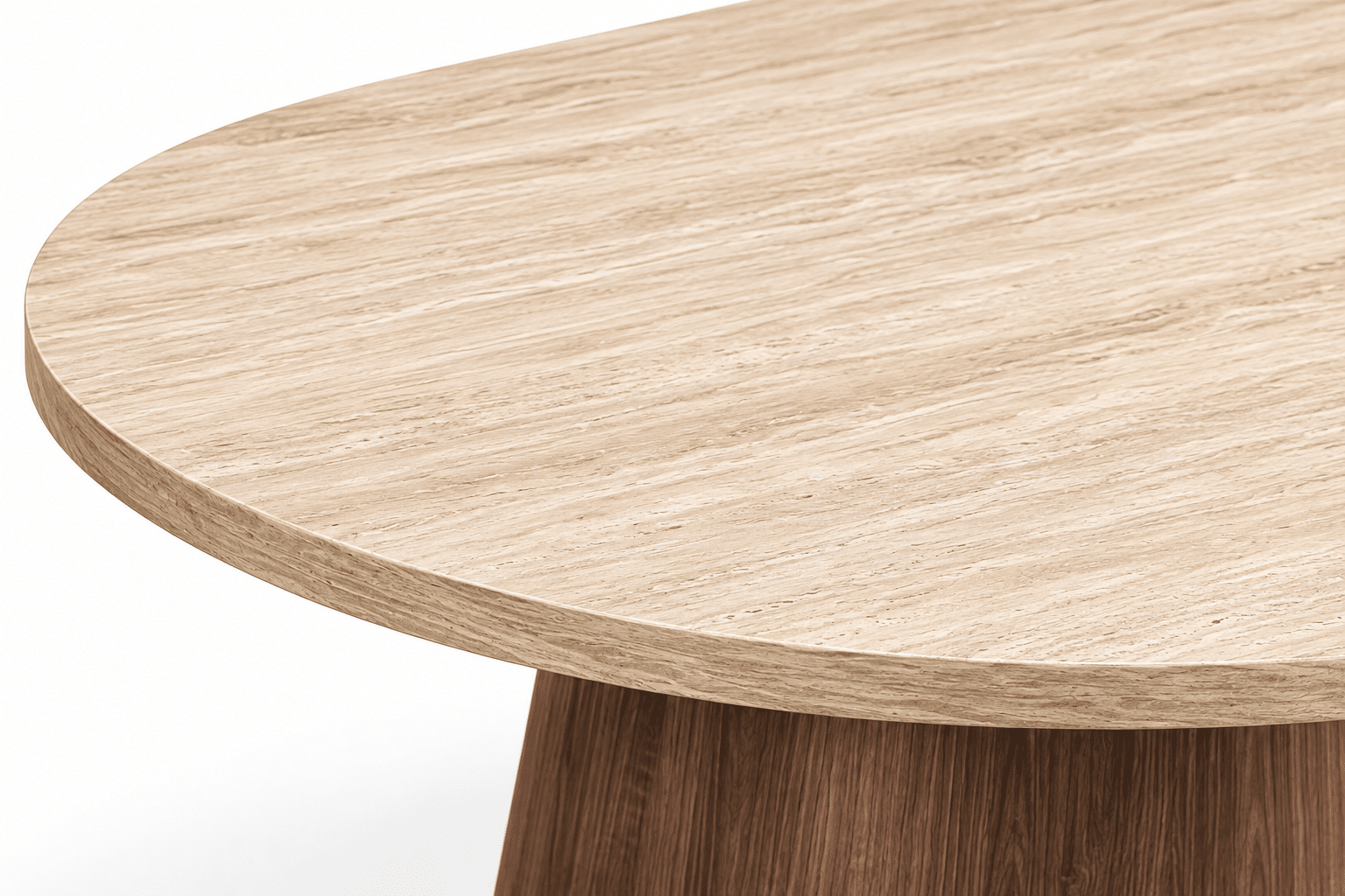 Table à manger ovale en bois beige et pied marron - ROLECA – Image 4
