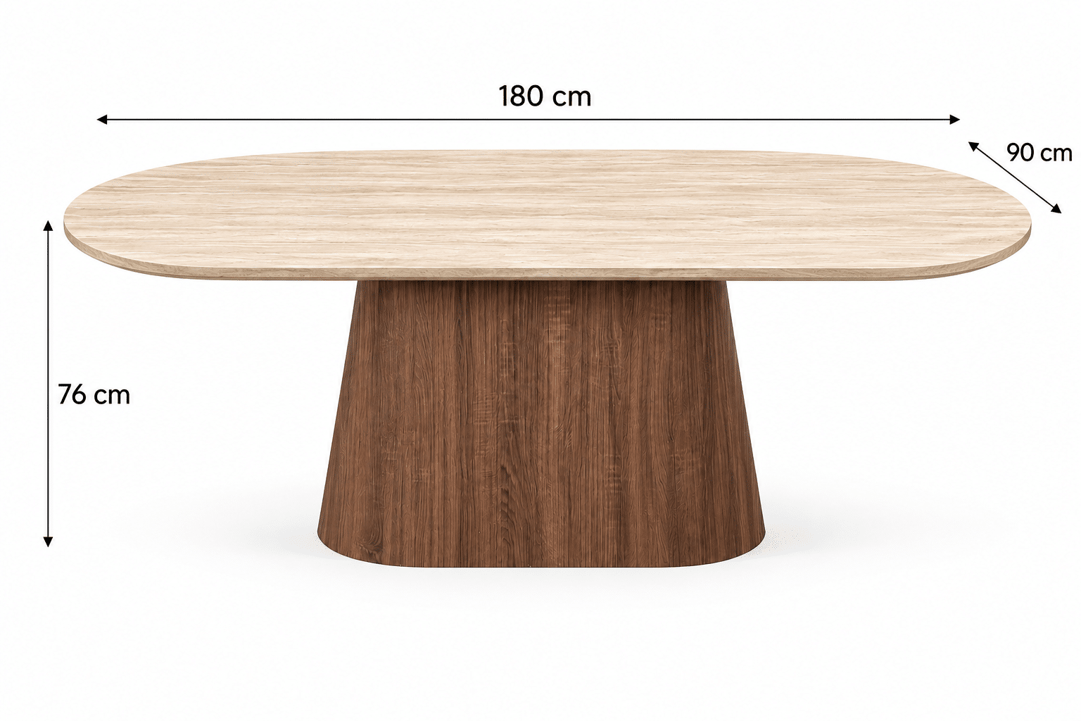 Table à manger ovale en bois beige et pied marron - ROLECA – Image 3