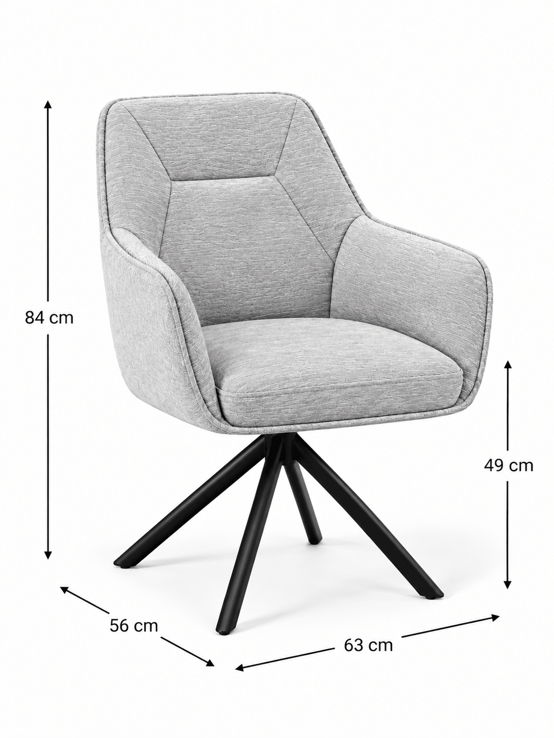 Chaise de salle a manger Lisa pivotante en tissu – Image 3