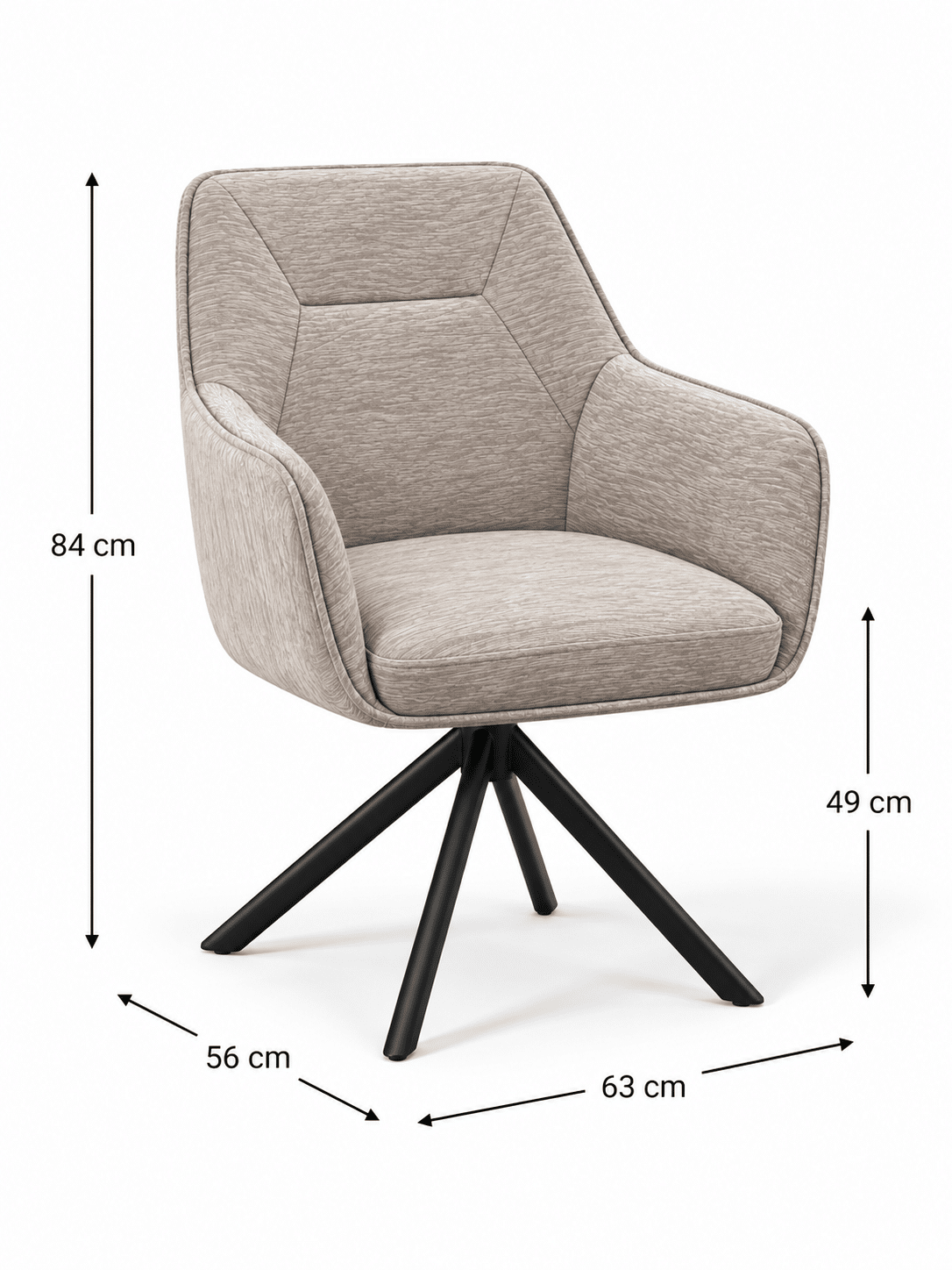 Chaise de salle a manger Lisa pivotante en tissu – Image 2