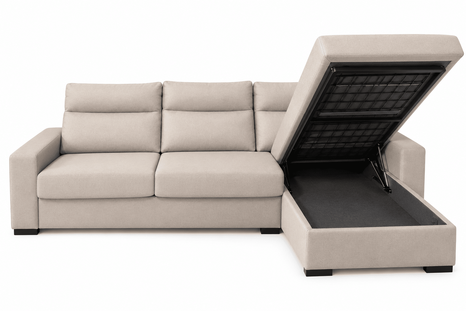Canapé d'angle convertible réversible rapido avec matelas 140X190cm intégré en tissu taupe – Image 3