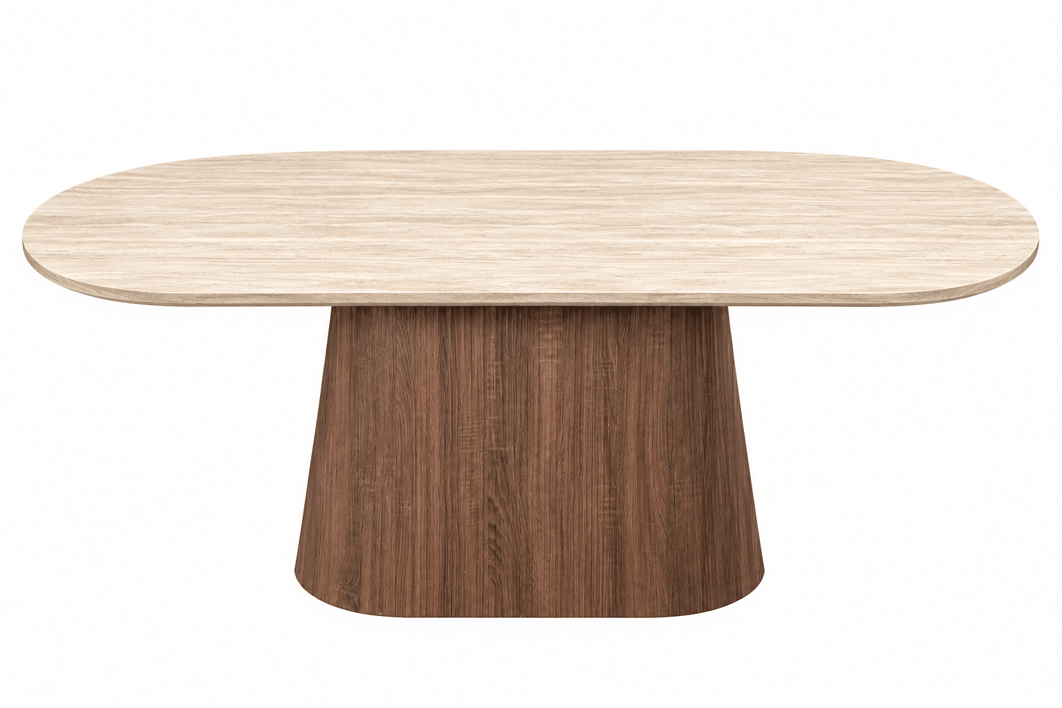 Table à manger ovale en bois beige et pied marron - ROLECA – Image 2