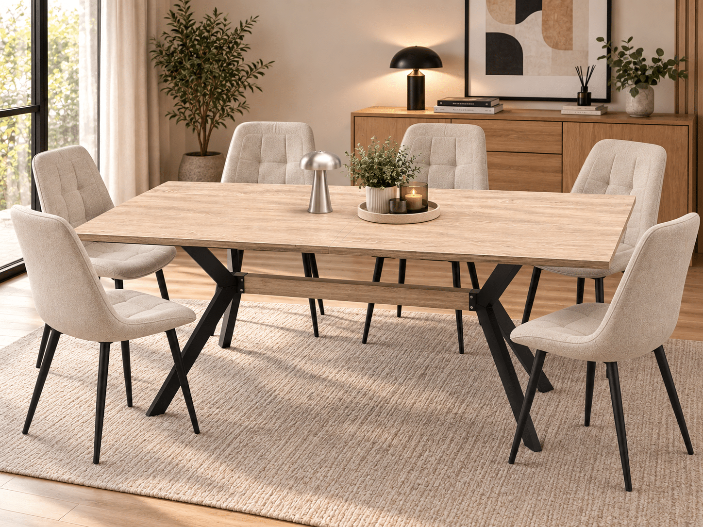 Table extensible Scarlet Oak décor papier