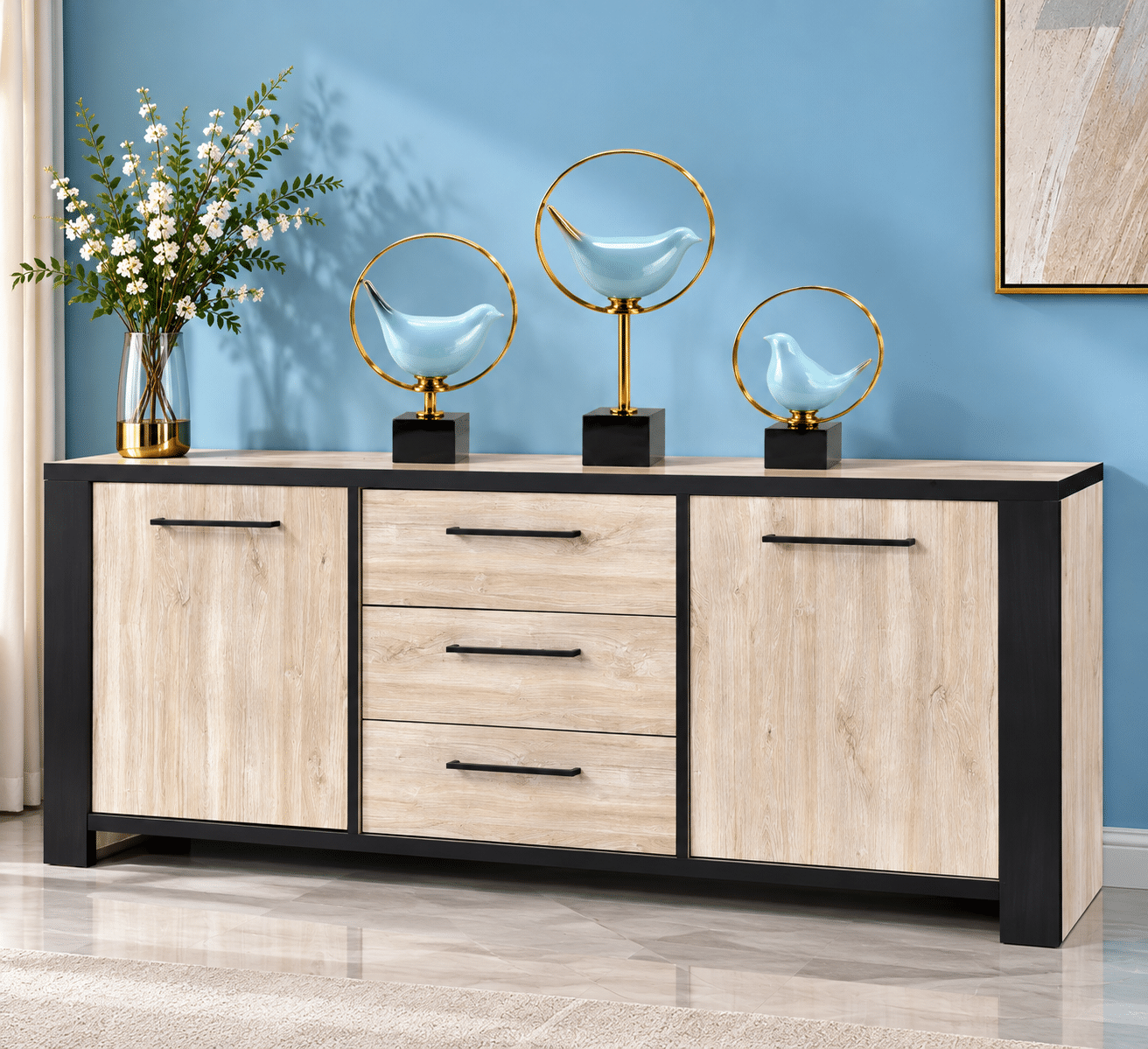oiseaux décoratifs en 3 dimensions – Bleu & Doré