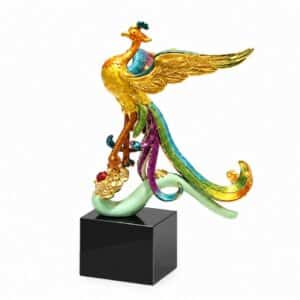 Sculpture décorative Paon – Doré & Multicolore