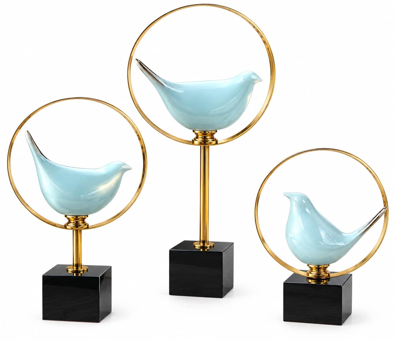 oiseaux décoratifs en 3 dimensions – Bleu & Doré – Image 2