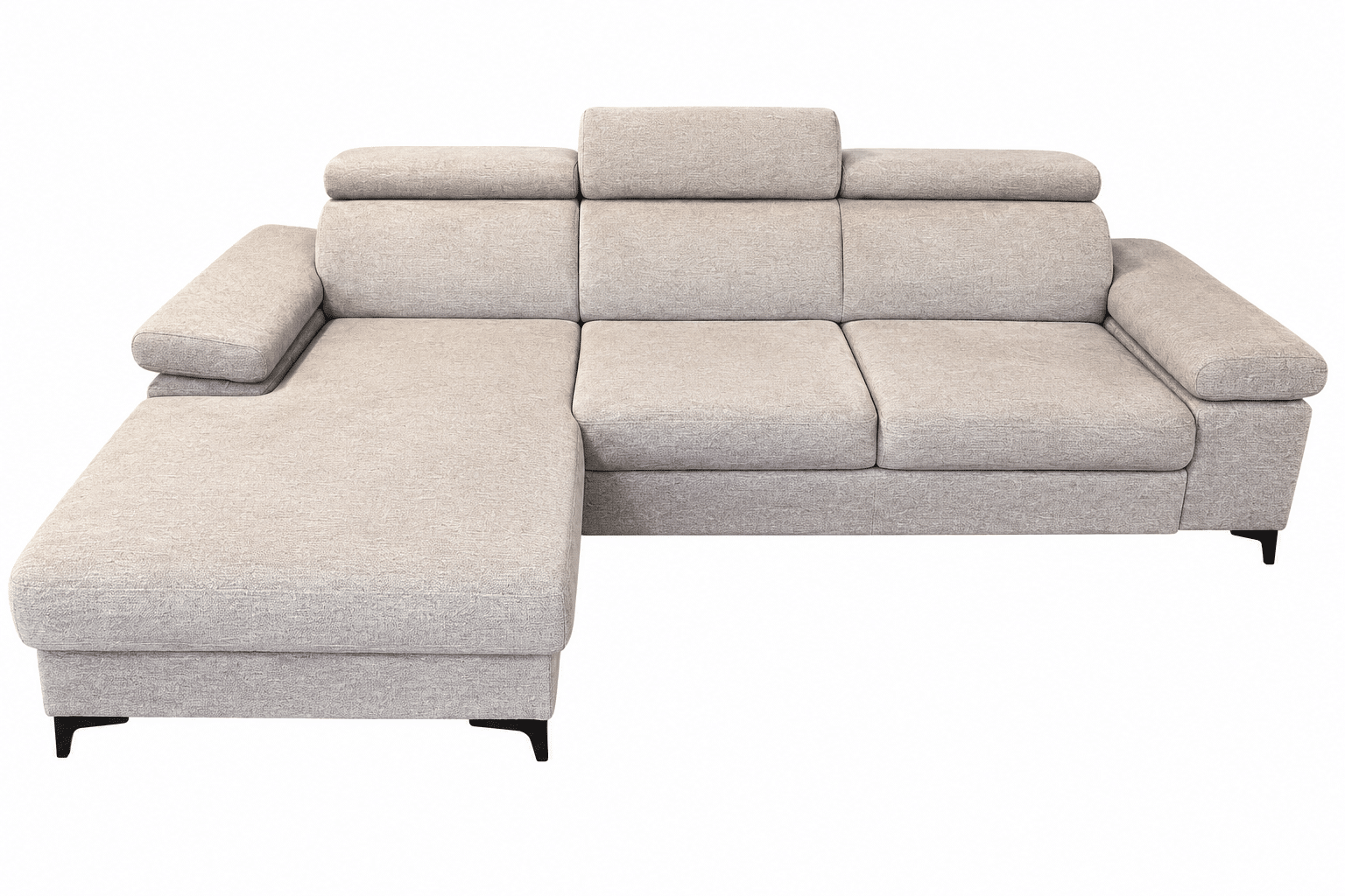 Canapé d'angle convertible OTTOMAN en tissu taupe – Têtières et accoudoirs réglables – Image 2