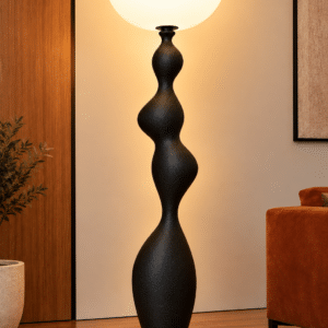 Lampadaire design sculptural noir