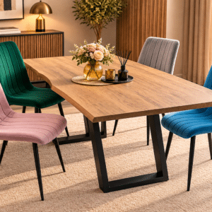 Chaise en Velours LENE-willis Ergonomique avec Pieds Métalliques