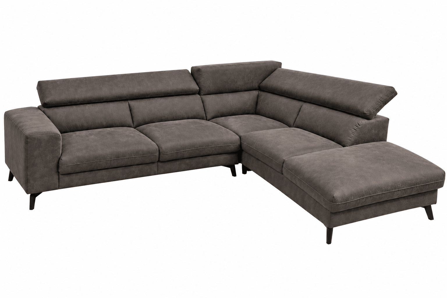 Canapé d'angle olanta avec têtières réglables en tissu texas marron – Image 2