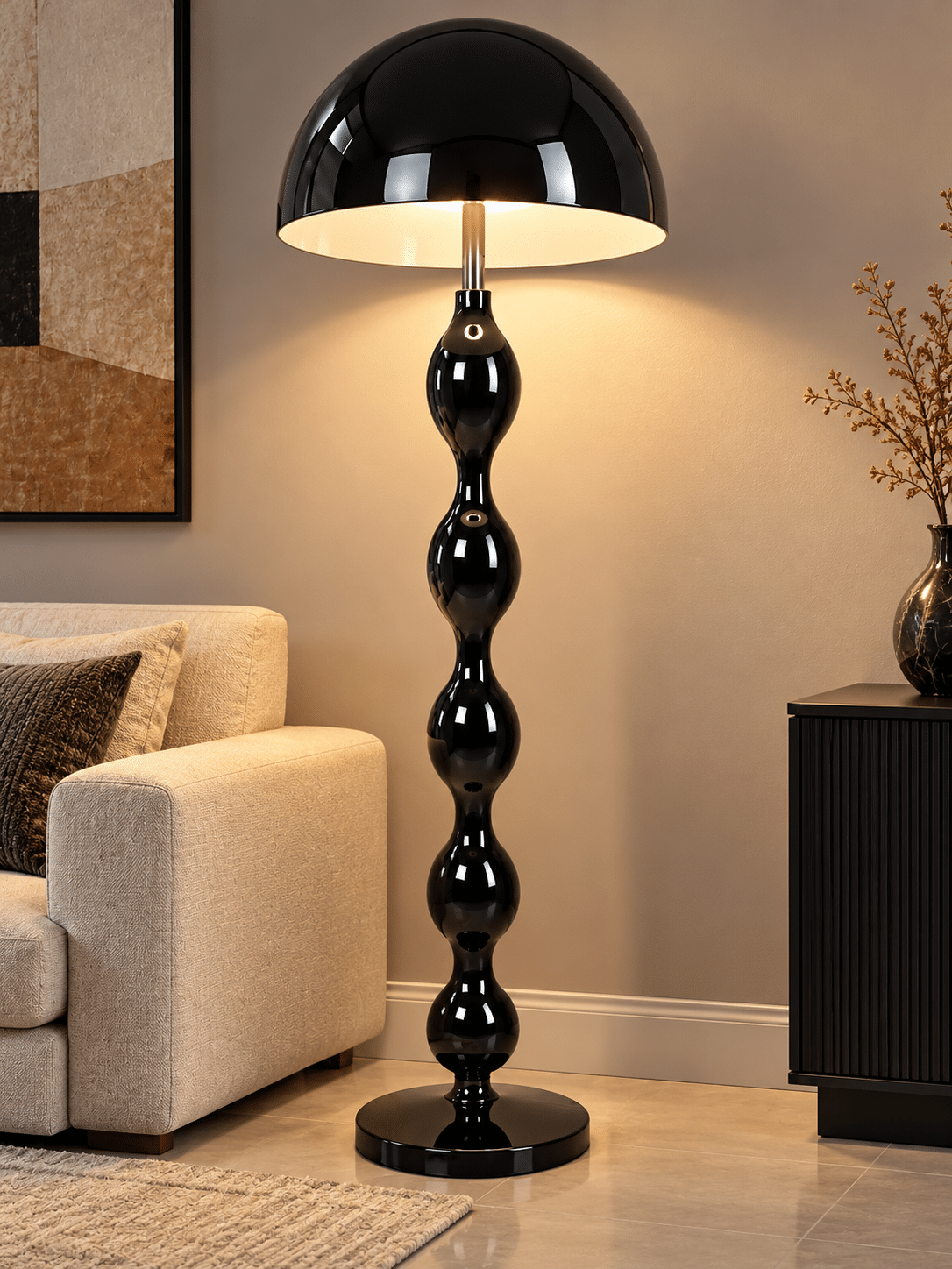 Lampadaire Design Noir Brillant – Style Moderne et Élégant brarnu